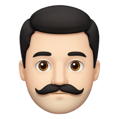 White man black hair a mustache and beard fluffy hair brown eyes sticker