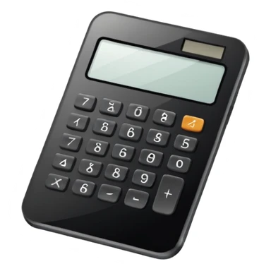 Minimalistic flat vector icon, iOS style, thin black contour on white background. Calculator and geometric shapes (triangle, circle). No text, no shadows. sticker