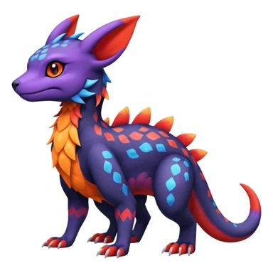 Cute Exotic Colorful Guilmon-Salandit-Umbreon-Quilava-Fakémon-hybrid-creature (full body)  sticker