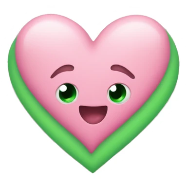 Big pink heart and one little green heart  sticker