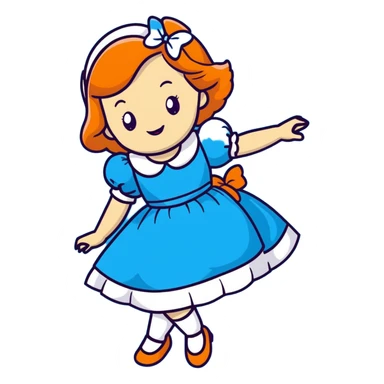Disney's animated Alice in Wonderland curtseying with a bright cheerful smile in her blue dress sticker