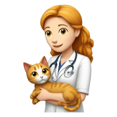 cat cuddles ginger veterinarian girl  sticker