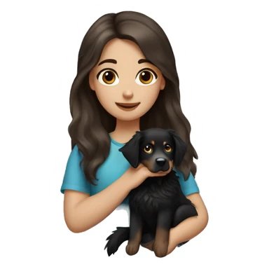 girl with brown hair blue eyes holding black australian shepard sticker
