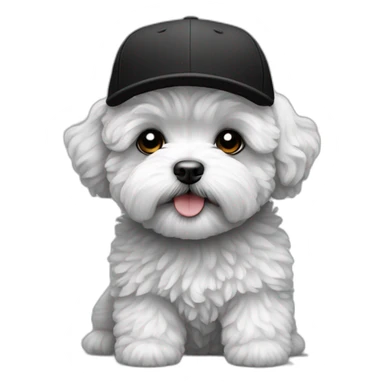 Maltipoo, black and white, with black cap sticker