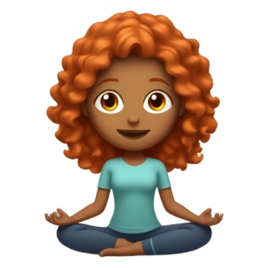 redhead girl with wavy hair doing yoga sticker