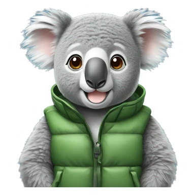 Koala wearing a puffer vest sticker