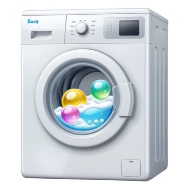 washing machine with soap bubbles inside sticker