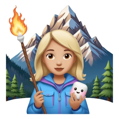 Girl + marshmallow stick, Mountain Campers. sticker