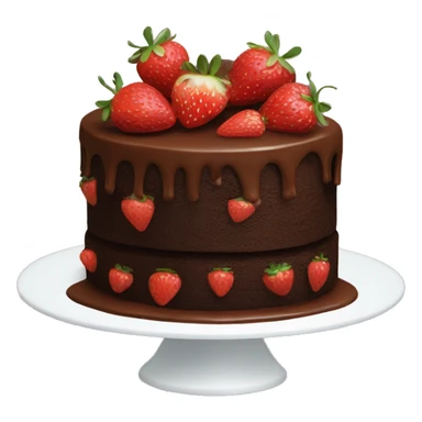 chocolate cake with strawberries on top sticker