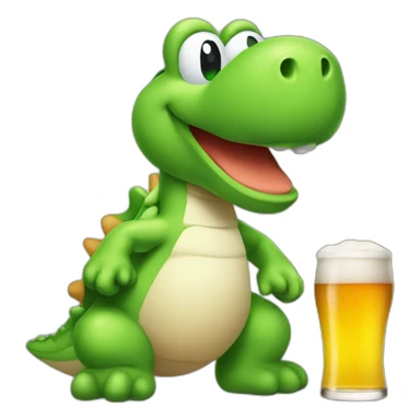 yoshi with a sixpack of beers sticker