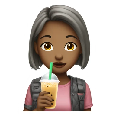 Girl drinking bubble tea sticker