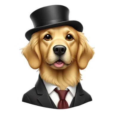 Golden retriever with a cigar dress fancy sticker