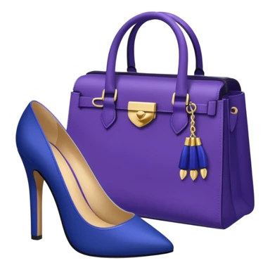 royal purple heels, cosmetics 💄 and deep blue bag emojis sticker