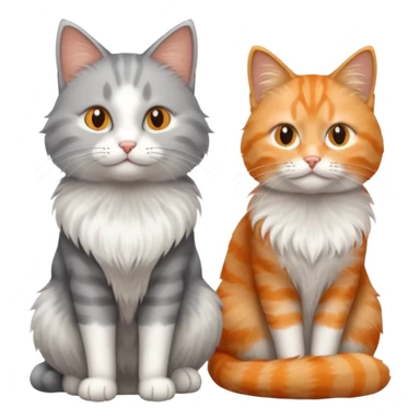 a realistic looking very fluffy grey and white cat sitting next to another cat sticker