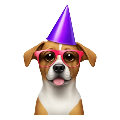 Dog wearing a party hat and sunglasses  sticker