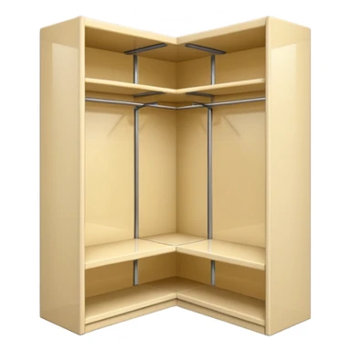 Glossy cream PVC corner closet with L-shaped design, fitted into sticker
