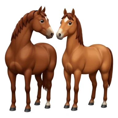 create an emoji of two horses one chestnut one a dark brown make them stand next to each other and look at each other  sticker