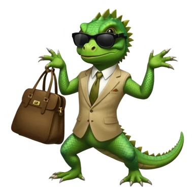 capitalist iguana banker godfather with black sunglasses breakdance with bag sticker
