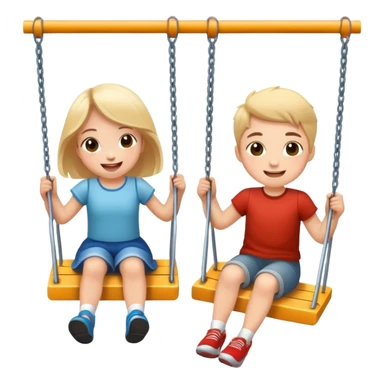 two children on swings, happy and energetic sticker