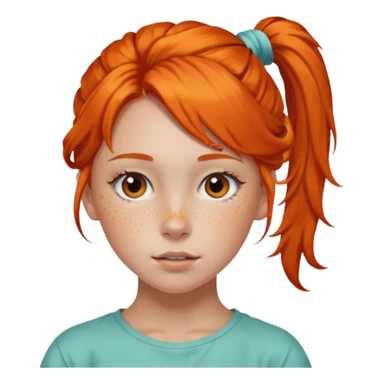 Teen girl with scrunchie ponytail orange hair sticker