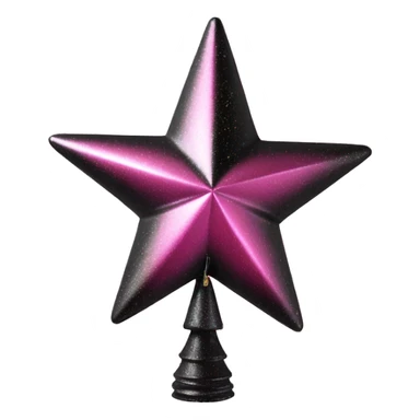 Realistic isolated black and pink metallic star christmas tree topper. sticker