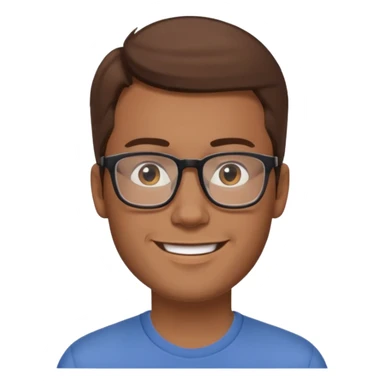 a young dad with brown hair, light skin color, with rectangular glasses, without beard sticker