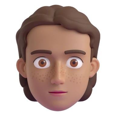 Polish man with medium length brown hair and freckles around his left eye sticker