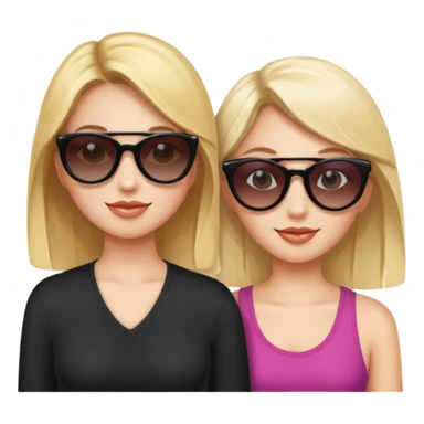 3 girls, friends, one in the middle with sunglasses  sticker