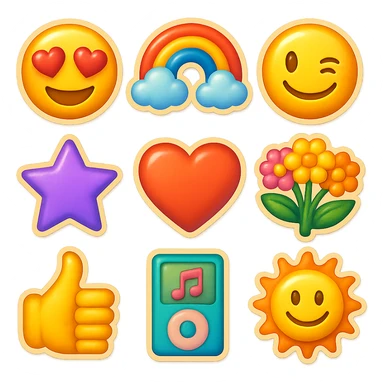 iOS 18 emoji, Pinterest moodboard style, gentle gradients, trendy, no text sticker