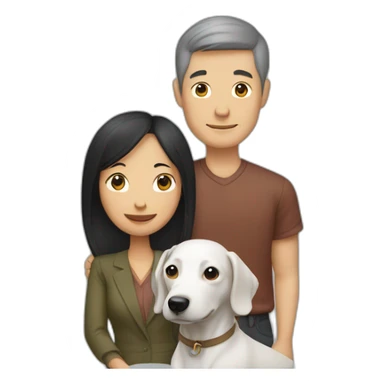 Asian woman white man couple with a dachshund sticker