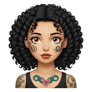 woman curly hair and heavy face tattoo sticker