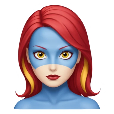  x-men mystique red sleek back hair yellow eye  sticker