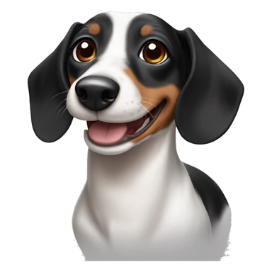 Black tan white piebald dachshund smiling  sticker
