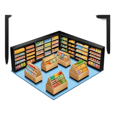 grocery store from an overhead view in a comic book style sticker