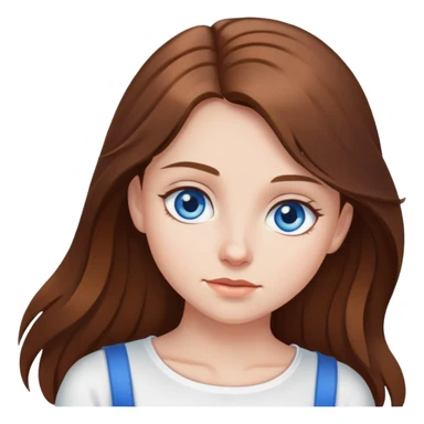Girl with long brown hair and blue eyes wearing a white top sticker