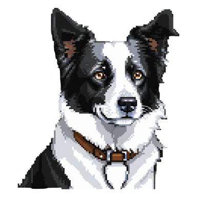 Border collie dog with only one black ear sticker
