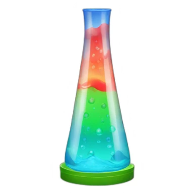 A lava lamp with blue water and green lava sticker
