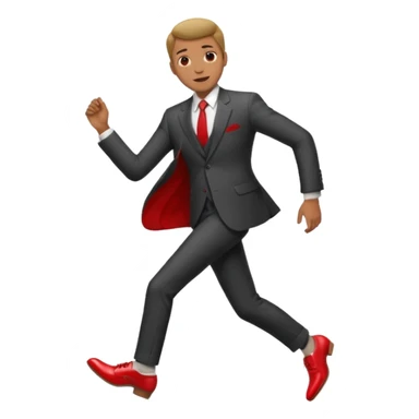 man with glasses wearing a suit and red shoes sticker