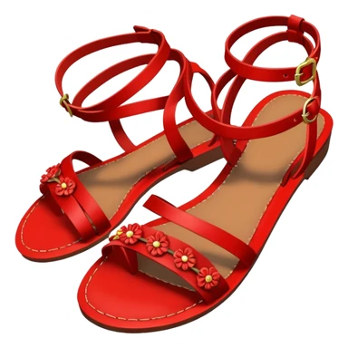 Red sandals with tiny rosettes  sticker