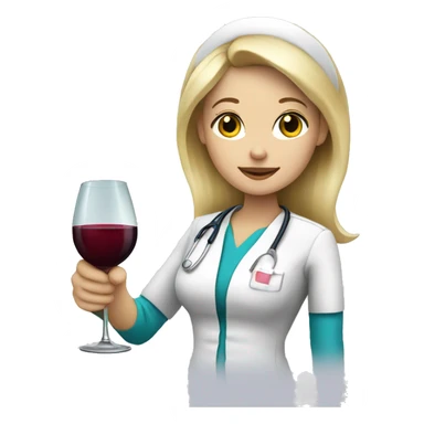 blonde nurse drinking wine sticker