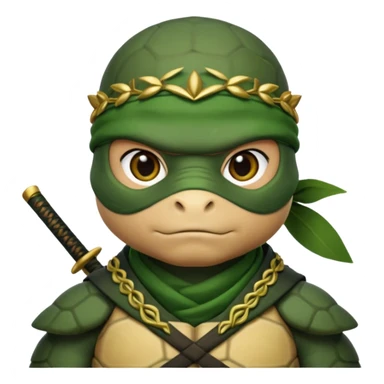 a turle ninja wearing laurel wreaths sticker