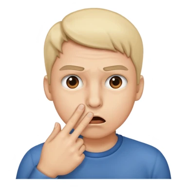 Shock face holding a finger to nose sticker