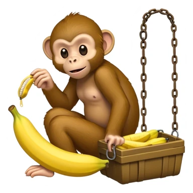 Make a monkey eating a banana in a trap sticker