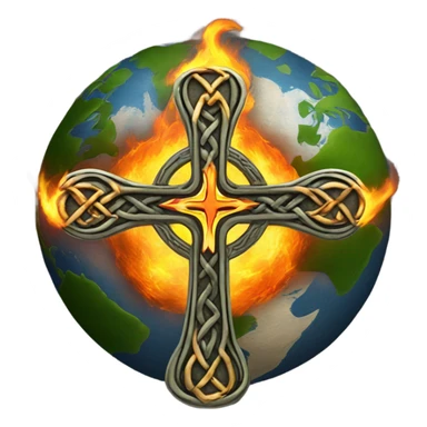 Celtic cross with Earth on fire  sticker