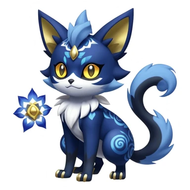 Shiny Evil mExotic Badass Colorful Ethereal Royal Mysterious Gothic Meowstic-Zorua-Litten-Noibat-Pokémon-Fakémon-hybrid-creature (full body) with pattern-markings with golden eyes sticker