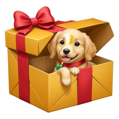 Dog in wrapped new yaer box sticker