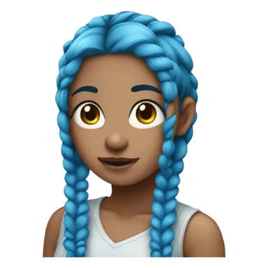 Blue haired girl with two long braids sticker