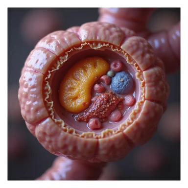 hyperrealistic 4K image showing fatty acid transport mechanism in mitochondrion, highlighting carnitine and cellular structures sticker