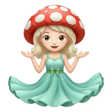 Kawaii, cottagecore, mushroom, fairy, emotions, wave sticker