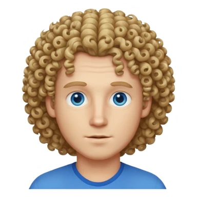 White male with curly hair sticker